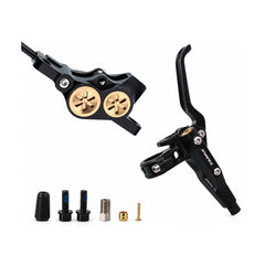 TANKE TB730 four-piston hydraulic disc brake in silver, gold and black