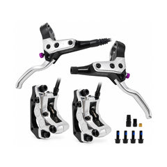 TANKE TB650 four-piston hydraulic disc brake set in purple, silver and gold and blue
