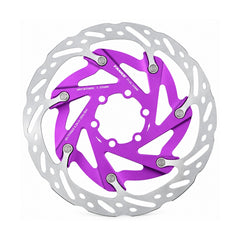 TANKE 160 mm floating 6-bolt disc rotor with coloured carriers in black, purple, rose pink, blue and red