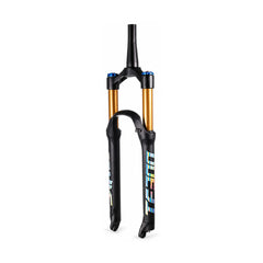 TANKE 120 mm air suspension mountain bike fork with gold and black stanchions in Oil Slick black