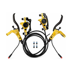 TANKE TB310 e-bike hydraulic disc brake set in black, red, blue, purple and gold with rotors