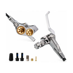 TANKE TB730 four-piston hydraulic disc brake in silver, gold and black