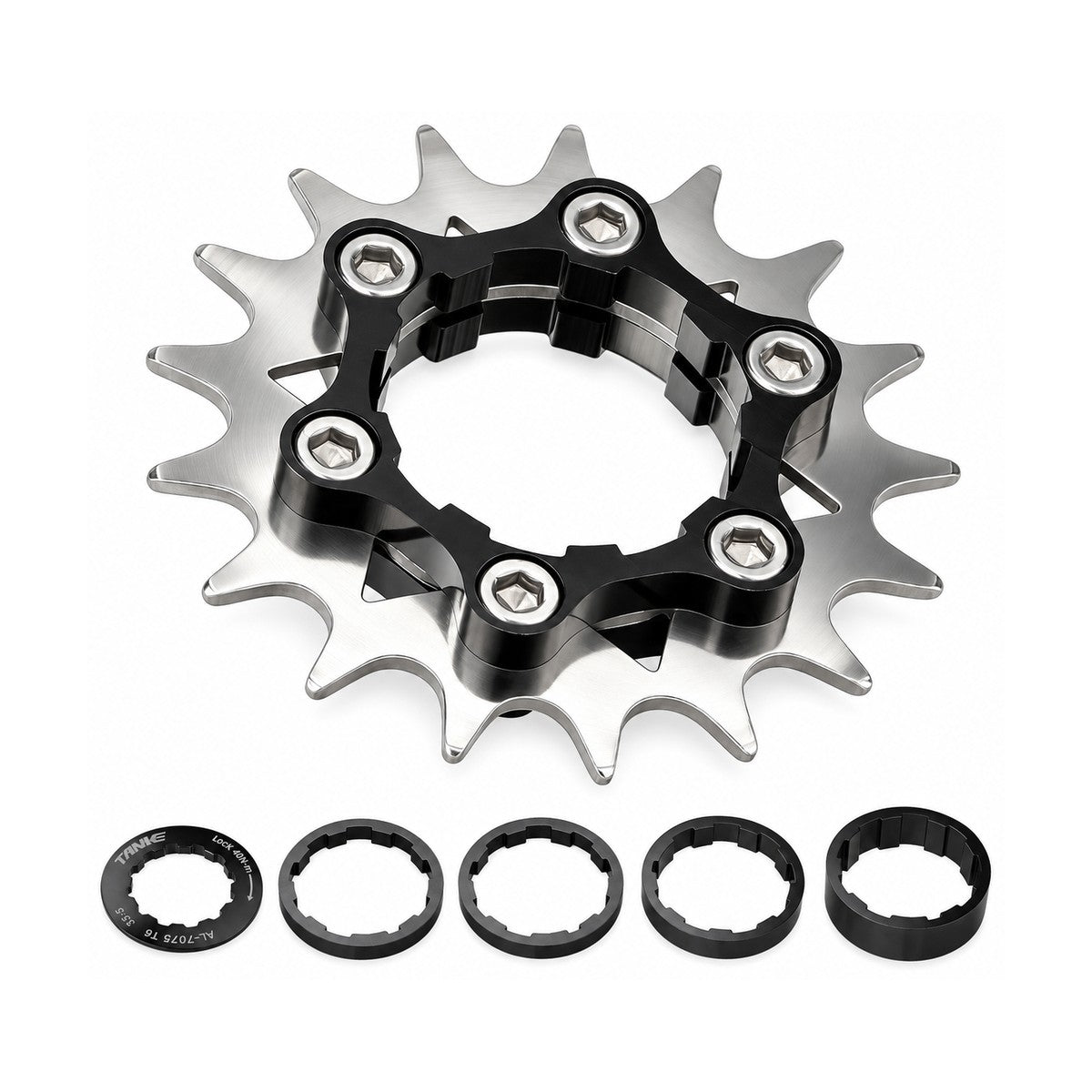 TANKE 17T single-speed freewheel in black, red, blue, purple and pink with chain tensioner