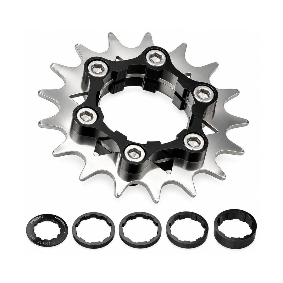TANKE 17T single-speed freewheel in black, red, blue, purple and pink with chain tensioner