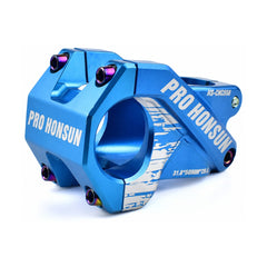 HONSUN 50 mm short MTB stem shown in multi-color, black, red, blue and navy blue with a 31.8 mm clamp