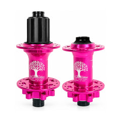 TANKE TH490 thru-axle hub in oil slick, rose pink, purple, black and red
