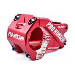 HONSUN 50 mm short MTB stem shown in multi-color, black, red, blue and navy blue with a 31.8 mm clamp