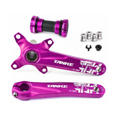 TANKE hollow forged crankset with 32T to 44T chainrings in black, red, purple and oil slick