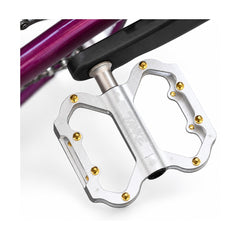 TANKE TP30 aluminium folding bike pedals in purple, rose pink, pink, silver, green and black