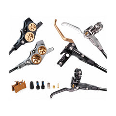 TANKE TB730 four-piston hydraulic disc brake in silver, gold and black