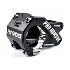 HONSUN 50 mm short MTB stem shown in multi-color, black, red, blue and navy blue with a 31.8 mm clamp