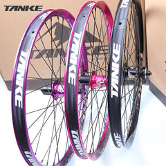 TANKE 511 MTB wheelset pair in black, purple and pink with four-bearing 120-point disc hubs