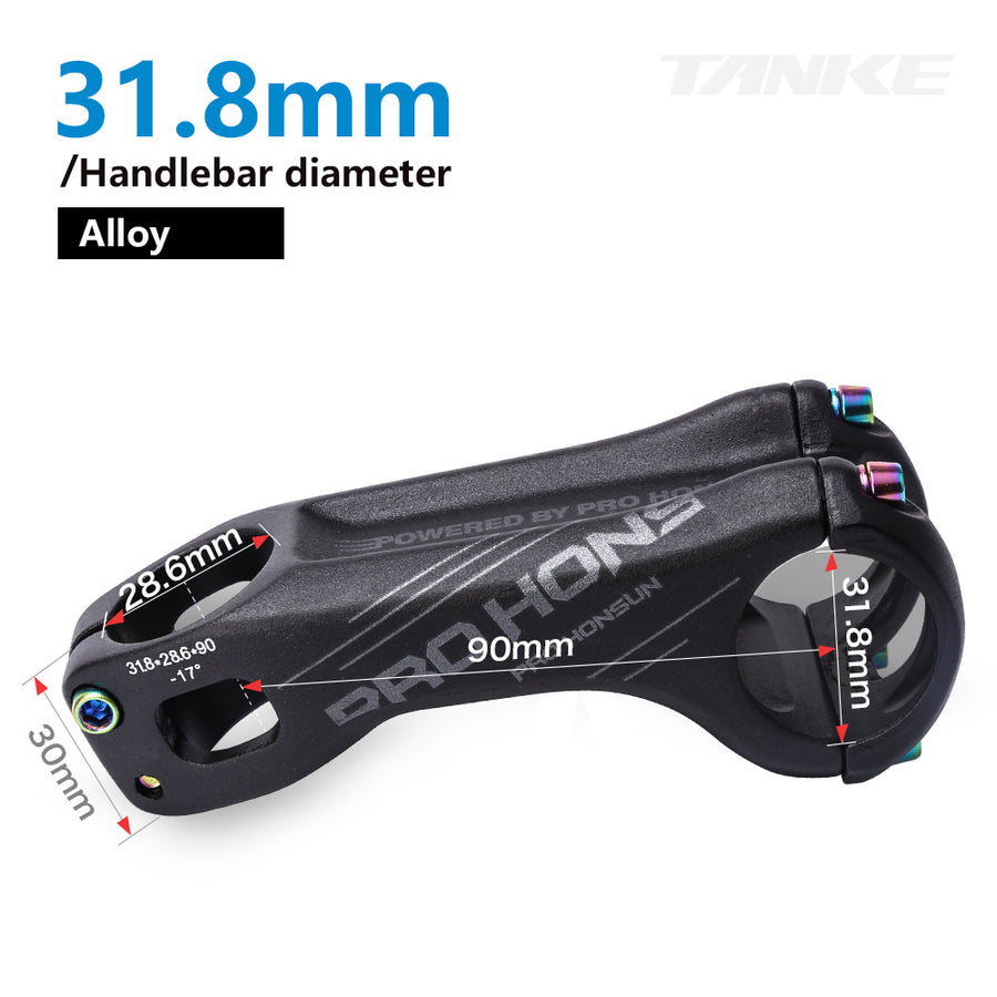 PROHONSUN 037A alloy stem in black, red, blue and oil slick, 70 mm and 90 mm lengths
