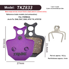 Hydraulic Disc Brake Pads, Resin or Metallic Compound