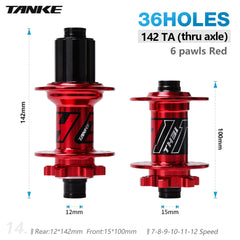TH31 32H or 36H MTB Disc Hubs, 6-Pawl 72-Point Engagement