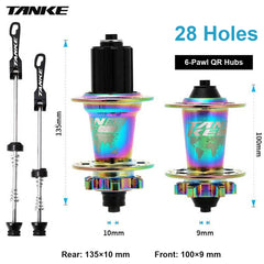 TH390 4-Bearing Hub Pair, 120-Point 6-Pawl, Quick Release or Thru-Axle