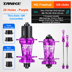 TH390 Convertible Hub Pair, 120-Point 6-Pawl, HG Freehub