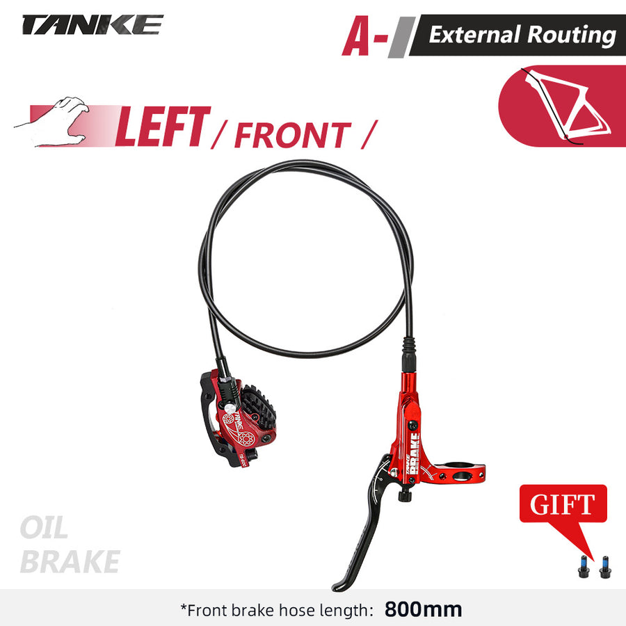 TANKE TB600 four-piston CNC hydraulic disc brake calipers in gold, black, red, blue and oil slick