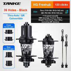 TH390 Convertible Hub Pair, 120-Point 6-Pawl, HG Freehub