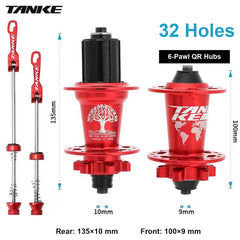 TH390 4-Bearing Hub Pair, 120-Point 6-Pawl, Quick Release or Thru-Axle