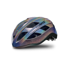TANKE adult bike helmet in white, black and oil slick with a built-in light