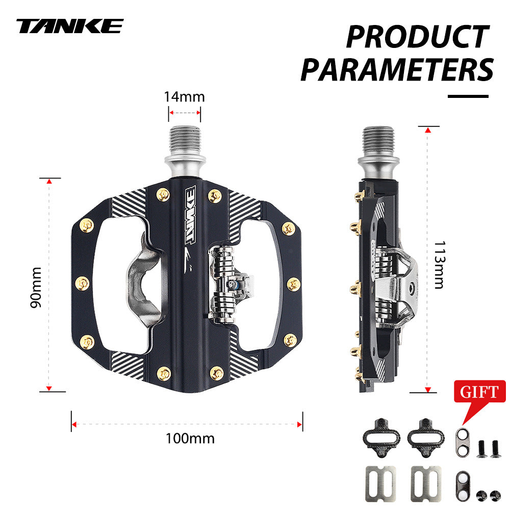 TANKE TP-65 black flat mountain bike pedals with a 90 x 10 mm platform