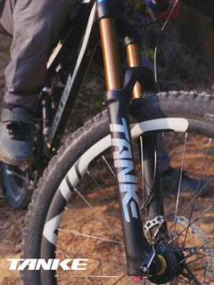 TANKE 34 mm boost air fork in black gold and all black, 27.5 and 29 inch