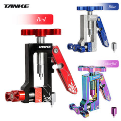 TANKE CNC hydraulic brake hose cutting tool in blue, black nylon and oil slick finishes
