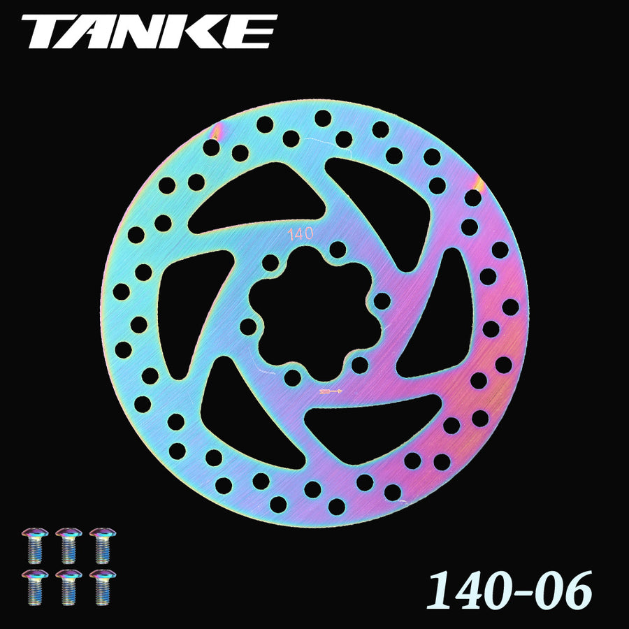 TANKE hollow stainless steel brake rotors in 140 mm and 160 mm, in silver and oil slick