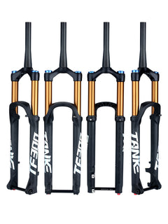TANKE 34 mm boost air fork in black gold and all black, 27.5 and 29 inch
