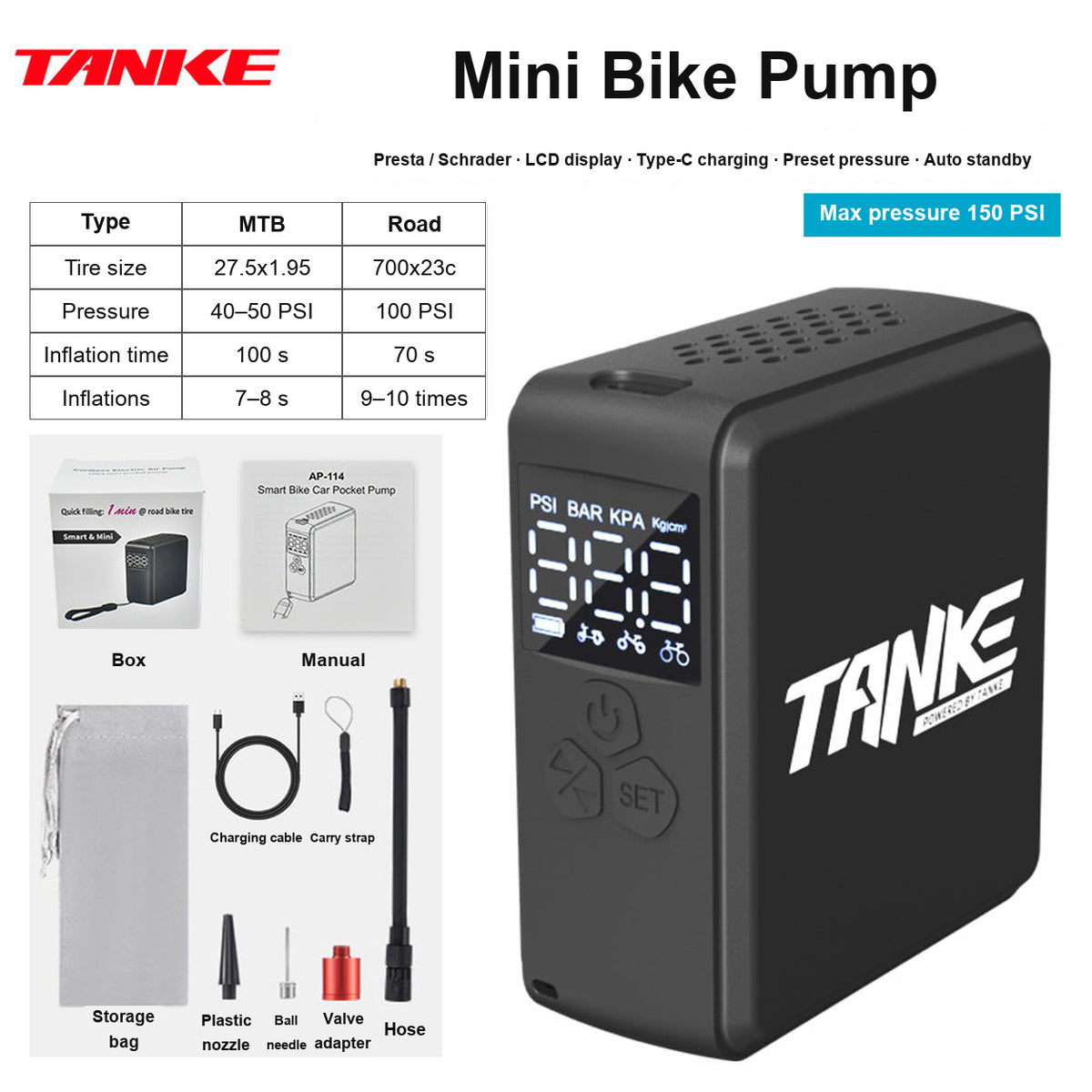 Mini Electric Bike Pump for Road Riding