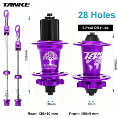 TH390 4-Bearing Hub Pair, 120-Point 6-Pawl, Quick Release or Thru-Axle