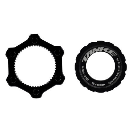TANKE Center Lock to 6-bolt rotor adapter in black, red, yellow, blue, green and purple