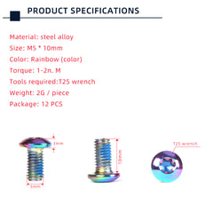 TANKE M5 x 10 mm Torx brake pad bolts with Oil Slick titanium-plated heads