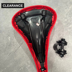Ultra-soft shock-absorbing comfort bike saddle in red with a size S cover and universal rails