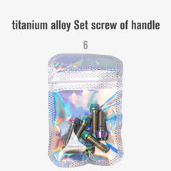 Oil slick titanium disc brake caliper bolts in M5 and M6 sizes with hex heads