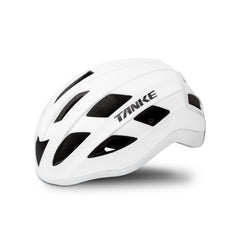TANKE adult bike helmet in white, black and oil slick with a built-in light