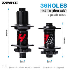 TH31 32H or 36H MTB Disc Hubs, 6-Pawl 72-Point Engagement