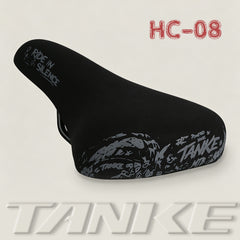 TANKE HC graffiti mountain bike saddle in white and red, green and white, gold and oil slick designs