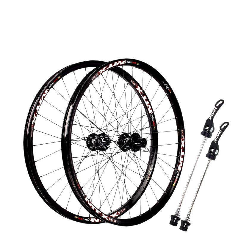 TANKE MTX33 welded alloy MTB wheelset with purple or black rims and 120-point hubs