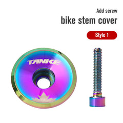 TANKE Oil Slick aluminium headset top cap shown in five different logo designs