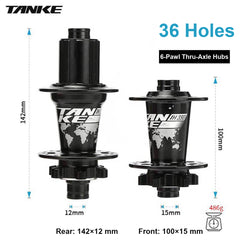 TH390 4-Bearing Hub Pair, 120-Point 6-Pawl, Quick Release or Thru-Axle