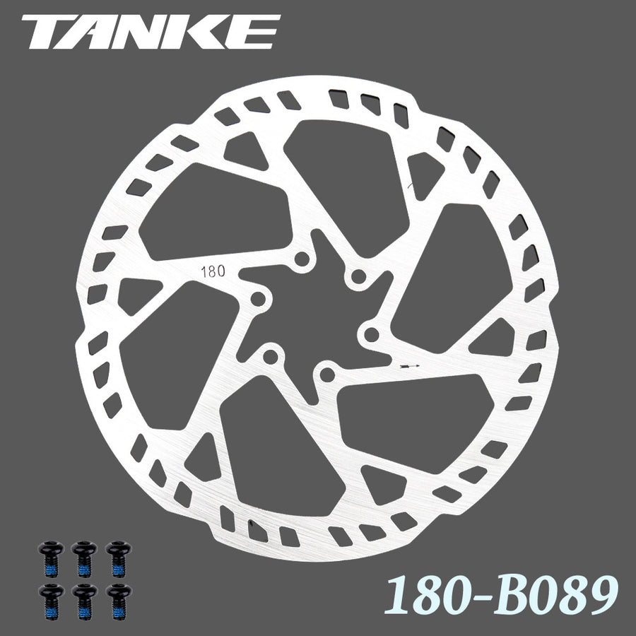 TANKE 180 mm stainless steel disc brake rotor in silver with mounting bolts and four profile options