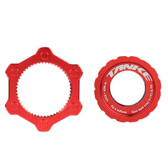 TANKE Center Lock to 6-bolt rotor adapter in black, red, yellow, blue, green and purple