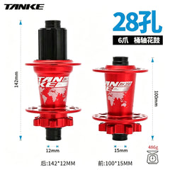 TH390 4-Bearing Hub Pair, 120-Point 6-Pawl, Quick Release or Thru-Axle