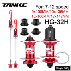 TANKE TH240 bike hub in black, red, purple and Oil Slick with 32 or 36 hole drilling