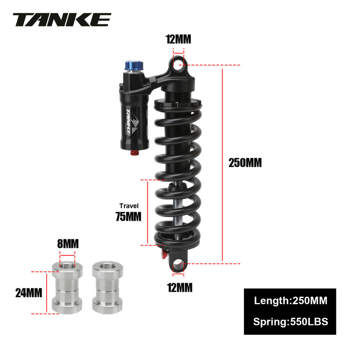 HBZ-AIR Rear Shock, 190–265 mm, for Full-Suspension MTB Frames
