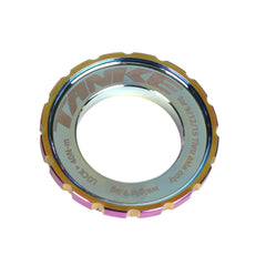 TANKE aluminium Center Lock rotor lockring in black and Oil Slick finishes