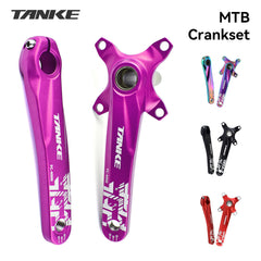TANKE hollow forged crankset with 32T to 44T chainrings in black, red, purple and oil slick