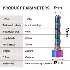 TANKE M6 x 30 mm Oil Slick alloy headset and stem bolt on a white background
